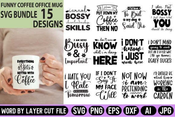 Funny Coffee Office Mug SVG Bundle: Real Project Test