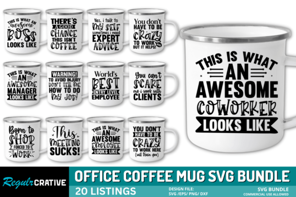 Funny Office Coffee Mug SVG Bundle